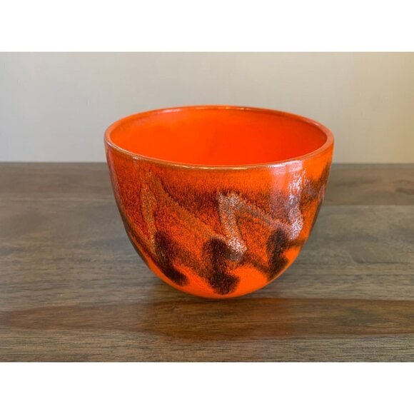 Alvino Bagni Bowl Red Orange White Black Stamped Italy Zigzag Vintage MCM - Picture 3 of 10